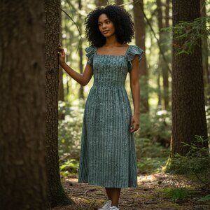 Banana Republic Factory Dress Emerald Green/White 100% Cotton NWT Size XL